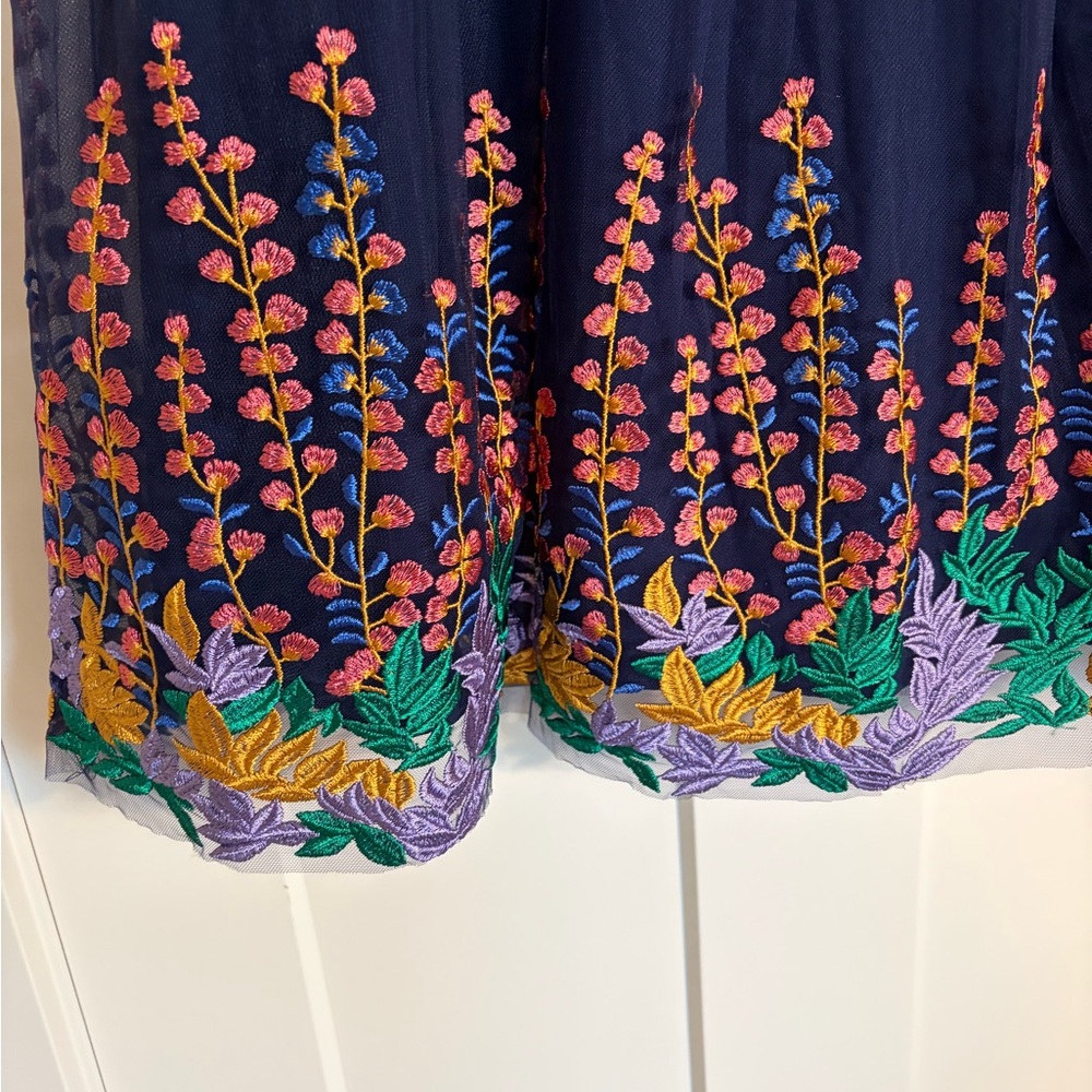 Modcloth Midnight Blue Dress with Sheer Overlay - Picture 2 of 4
